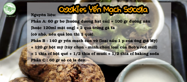 Cách làm cookies yến mạch sô cô la ăn cùng sữa hạt